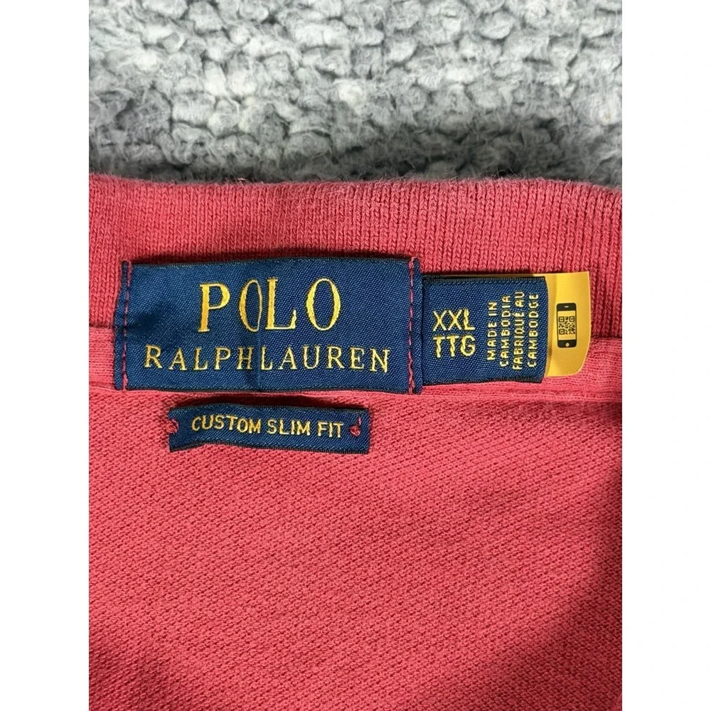 Polo Ralph Lauren Big Pony Polo Shirt Mens XXL Red Blue #3 Custom Slim Fit